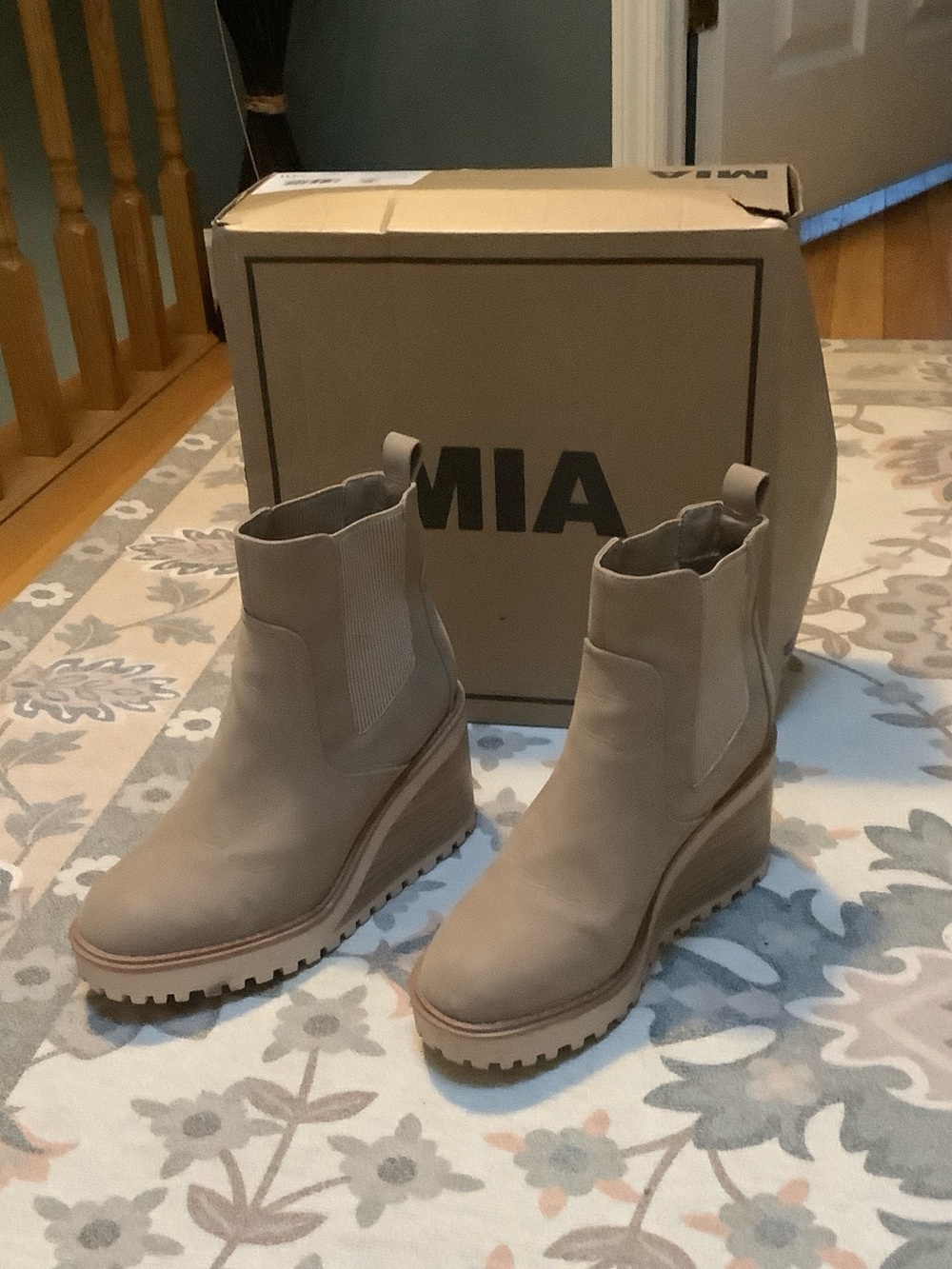 MIA Taupe Wedge Chelsea Boots